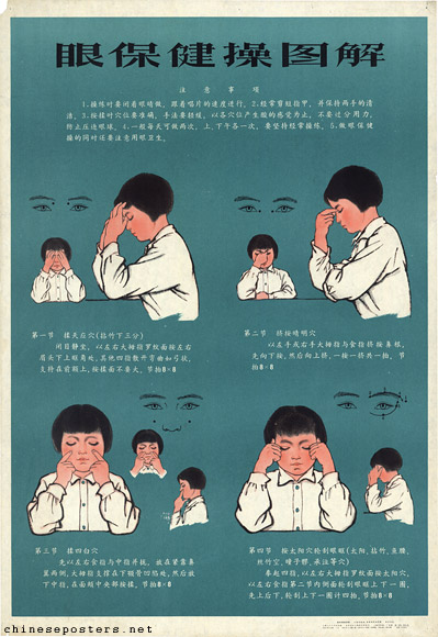 Explanatory chart for exercises to protect the eyes
