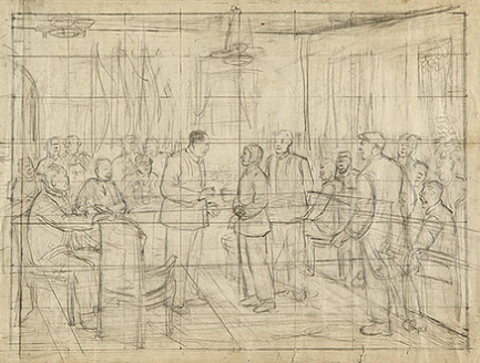 Lin Gang, sketch for 'Zhao Guilan at the conference of outstanding workers'
